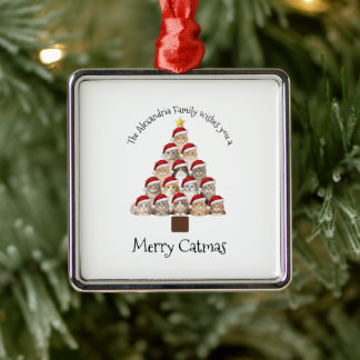Merry Catmas Personalized Family Christmas Holiday Metal Tree Decoration