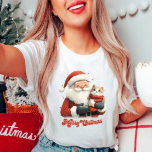 Merry Catmas Santa and Cat T-Shirt