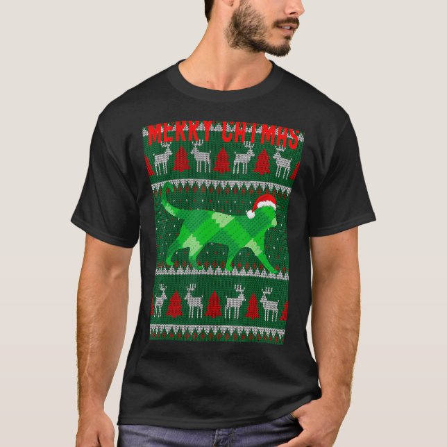 Merry Catmas with ugly family pajama matching T-Shirt (Front)