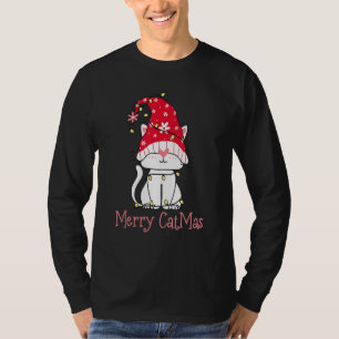 Merry Catmas Xmas Cute Gnomes Cat Christmas Tree T-Shirt
