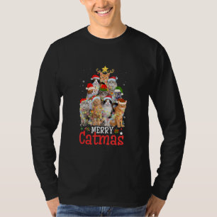 Merry Catmas Xmas Funny Cat Christmas Tree  T-Shirt