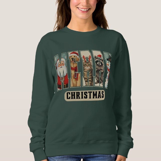 MERRY Character Collage Christmas Shirt Gift (Front)