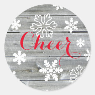 Merry Cheer Old Wood - Circle Sticker