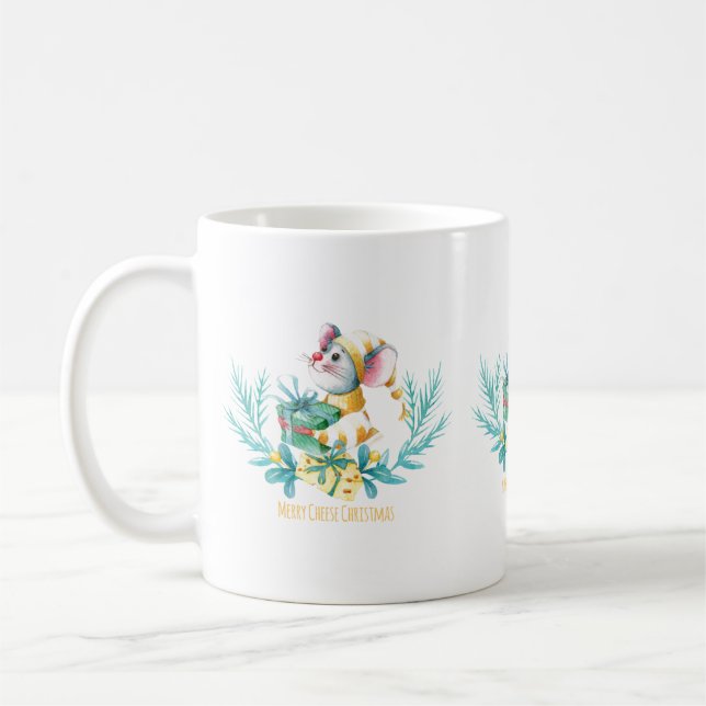 Merry Cheese Christmas Mouse Coffee Mug (Left)