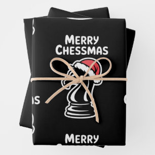 Merry Chessmas Christmas Chess Xmas Santa Hat Wrapping Paper Sheet