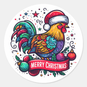 Merry Chickenmas Classic Round Sticker