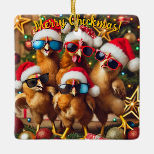 Merry Chickmas  Ceramic Ornament