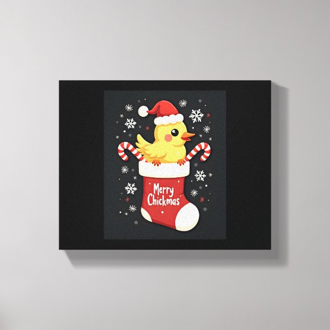 Merry Chickmas Chicken Canvas Print (Front)