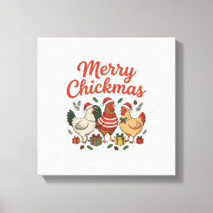 Merry Chickmas Chicken Christmas Canvas Print