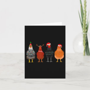 Merry Chickmas Chicken Christmas Lights Santa Hat  Card