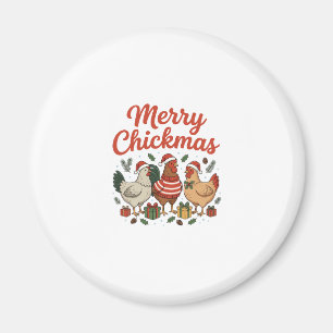 Merry Chickmas Chicken Christmas Magnet