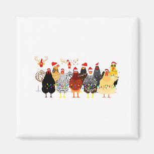 Merry Chickmas Chicken Christmas Ornament Lights S Magnet