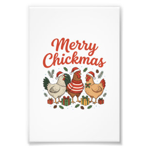 Merry Chickmas Chicken Christmas Photo Print