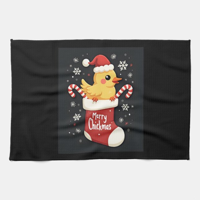 Merry Chickmas Chicken Tea Towel (Horizontal)