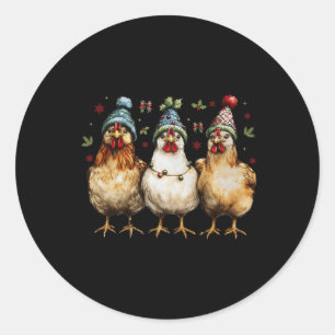 Merry Chickmas Chickens Funny Christmas Chicken Mo Classic Round Sticker
