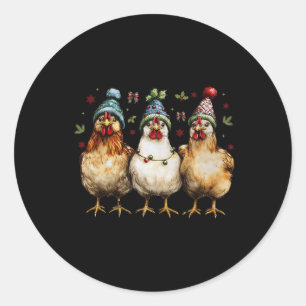 Merry Chickmas Chickens Funny Christmas Chicken Mo Classic Round Sticker