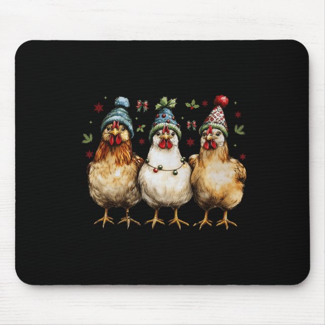 Merry Chickmas Chickens Funny Christmas Chicken Mo Mouse Pad (Front)