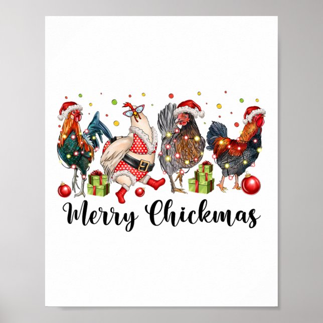 Merry Chickmas Chickens Funny Christmas Chicken Mo Poster (Front)