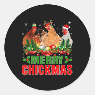 Merry Chickmas Chickens Santa Hat Farmers Christma Classic Round Sticker