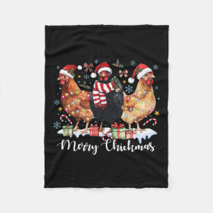 Merry Chickmas Christmas Chicken Coquette Chicken  Fleece Blanket