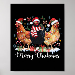 Merry Chickmas Christmas Chicken Coquette Chicken Poster