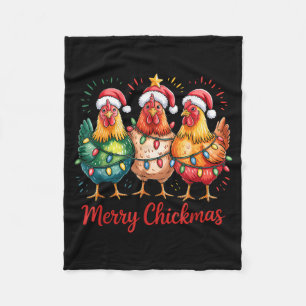 Merry Chickmas Christmas Chicken Santa Hat Chicken Fleece Blanket