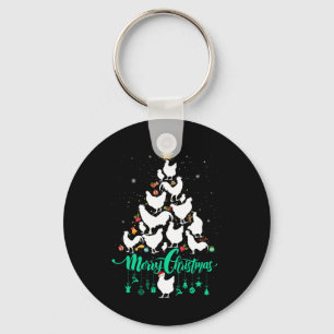 Merry Chickmas Christmas Chicken Tree Fun  Key Ring