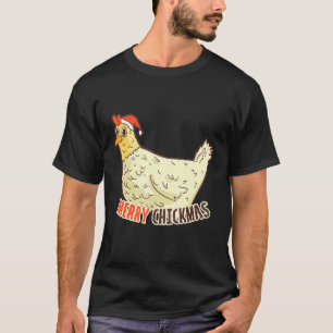 Merry Chickmas Funny Christmas Santa Chicken Pun T-Shirt