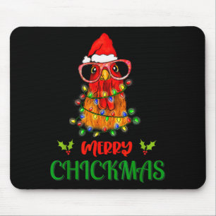Merry Chickmas Ornament Lights Chicken Farmer Chri Mouse Pad