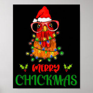 Merry Chickmas Ornament Lights Chicken Farmer Chri Poster