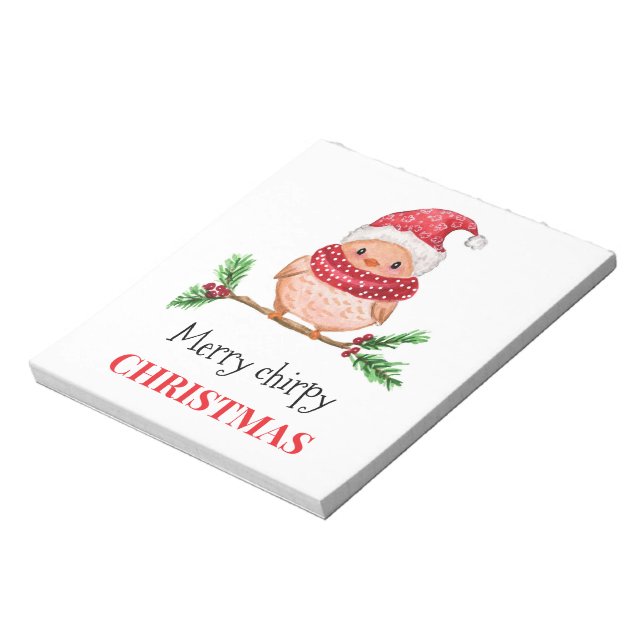 Merry chirpy Christmas bird magnetic card Notepad (Rotated)
