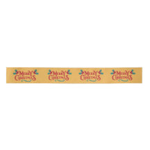Merry Chirstmas Printed Satin Ribbon Roll