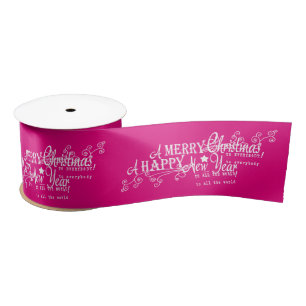 Merry Chistmas Happy New Year Christmas Ribbon Satin Ribbon