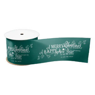Merry Chistmas Happy New Year Christmas Ribbon Satin Ribbon