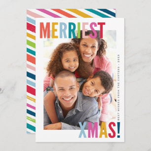 MERRY CHISTMAS PHOTO modern bold family colourful Holiday Card