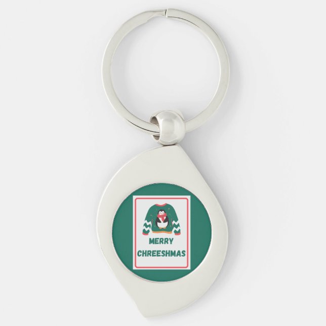 Merry Chreeshmas Penguin Sweater   Key Ring (Front)