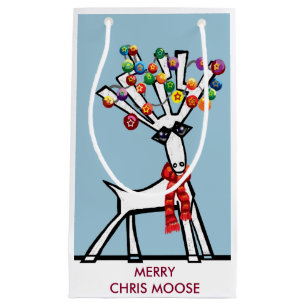 Merry Chris Moose or reindeer Small Gift Bag