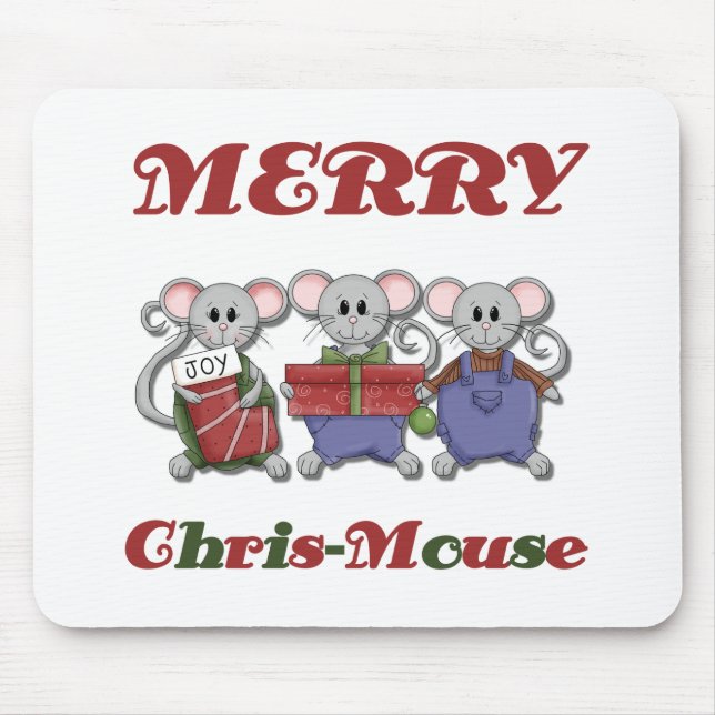 Merry Chris-Mouse Tshirts and Gifts Mouse Pad (Front)
