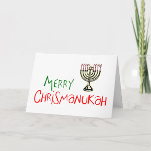 Merry Chrismanukah- Christmas Chanukah Menorah Holiday Card