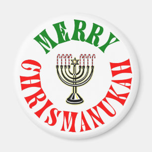 Merry Chrismanukah- Christmas Chanukah Menorah Magnet
