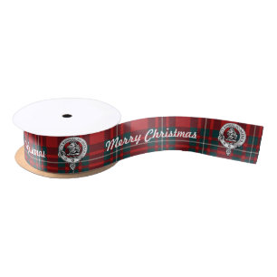 Merry Chrismas MacGregor Tartan 2 yd Clan Badge Satin Ribbon