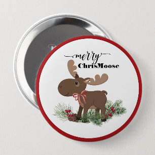 Merry ChrisMoose 10 Cm Round Badge