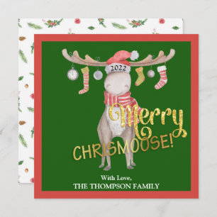 Merry ChrisMoose Watercolor Christmas Card