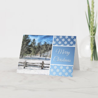 Merry Chrismtas Card with Beautiful Winter Scene