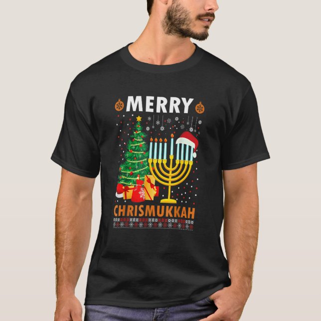 Merry Chrismukkah 2022 Happy Hanukkah Christmas Sa T-Shirt (Front)