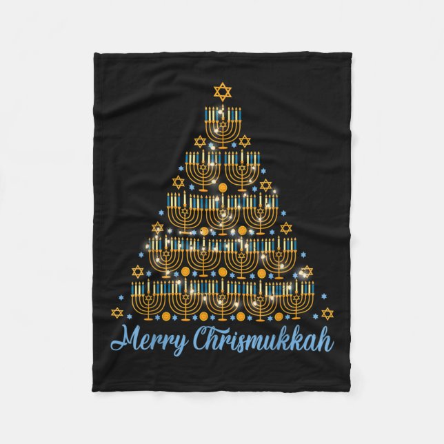 Merry Chrismukkah 2022 Happy Hanukkah Christmas Tr Fleece Blanket (Front)