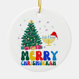Merry Chrismukkah Ceramic Tree Decoration