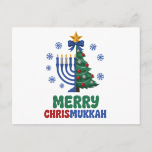 Merry Chrismukkah Christmas Menorah Hanukkah Xmas Holiday Postcard