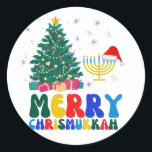 Merry Chrismukkah Classic Round Sticker<br><div class="desc">Happy Chrismukkah</div>