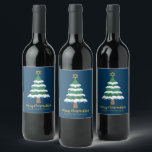 Merry Chrismukkah Cute Hanukkah Christmas Party<br><div class="desc">This cute Merry Chrismukkah party wine label features a green Christmas tree decorated with blue dreidel ornaments and a gold Jewish Star of David at the top for Hanukkah to combine the 2 holidays for a family that celebrates both.</div>